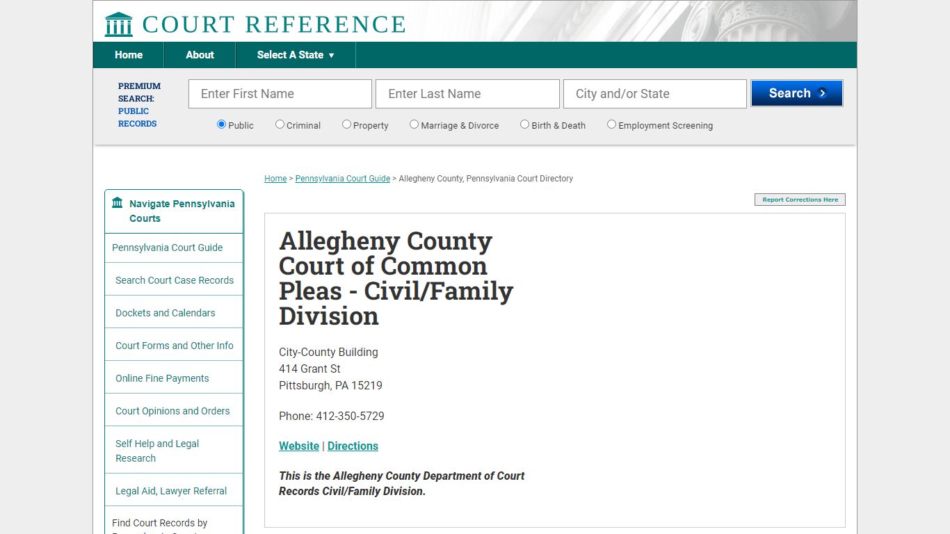 Allegheny County Court of Common Pleas - Civil/Family Division